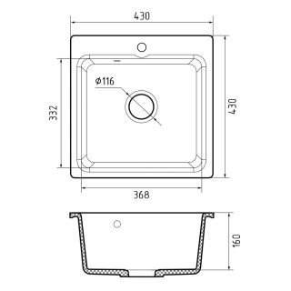Мойка кухонная Reflexion Base 43-BL RX0743BL черный